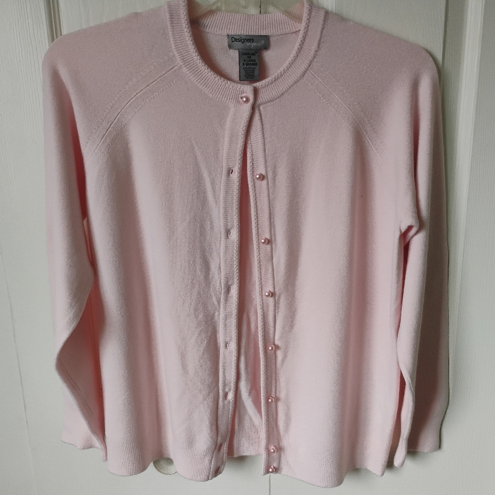 Designers Originals Pale Pink Pearl-Button Cardigan